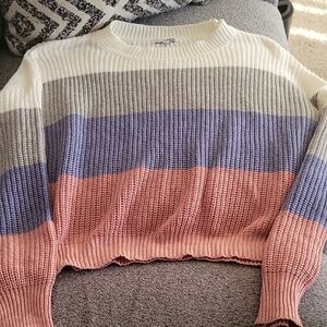 Fashion Nova Pastel Striped Crew Neck Sweater